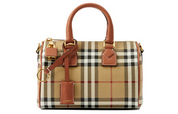 Burberry Мини-сумка для боулинга Check, цвет бежевый/коричневый 80713571