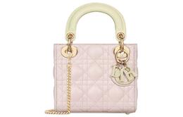 Сумка через плечо Lady Christian Dior из плетеной овчины с узором "через плечо", мини-сумка женская, светло-желтая и кварцево-розовая m0505onjc-m912