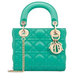 Сумка Lady Christian Dior из кожи ягненка Lady Christian Dior, сумка через плечо, женская мини-сумка синего цвета m0505onge-m83h