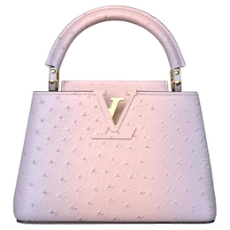 Louis Vuitton Сумка-тоут Capucines из страусиной кожи Kapusin через плечо, мини, женская, фиолетово-розовая n85462