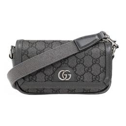 Gucci Сумка Ophidia Canvas с кожаным ремешком через плечо, мини-сумка для мужчин, серо-черная 795466-2zgmn-1244