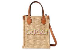 Gucci Сумка через плечо из рафии с вискозой, мини-сумка женская, светло-желтая и разноцветная 780083-fac42-9561
