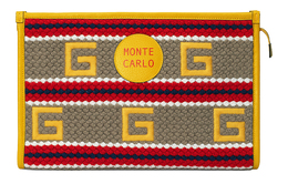 Gucci Клатч женский из ткани с кожей, желто-красный 627080-2bmcg-9682