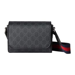 Gucci Сумка из холста с кожей, сумка через плечо, сумка на плечо, очень маленькая, мужская, черная 791741-fadja-1042