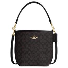 Coach Сумка City Iconic из холста, сумка через плечо Trumpets, женская, ореховое дерево и черный цвет ct800-imxaq