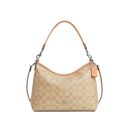 Coach Сумка LAUREL из плотного холста с гладкой кожей на одно плечо, большая женская, коричневого цвета cr149-svx1w