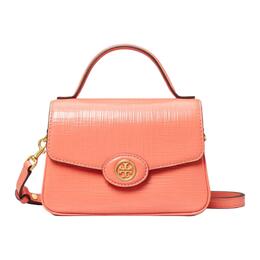 Tory Burch Сумка Robinson Cross Grain из коровьей кожи, сумка через плечо, женская сумка Trumpets, цвет кораллово-красный 158510-650