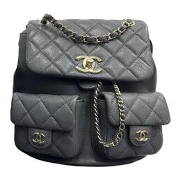 Chanel Рюкзак Duma Grain из телячьей кожи с тиснением, женский, серый, среднего размера as3860-b16985-nr652
