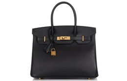 Hermes Женская кожаная сумка Birkin Epsom, черная h041701cc89