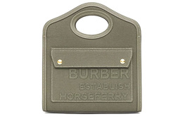 Burberry Сумка-тоут Horseferry из холста, сумка-шоппер, карманная сумка, сумка через плечо, женская мини-сумка зеленого цвета 80429941