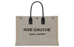 Saint Laurent Сумка-шоппер из ткани Rive Gauche с коровьей кожей, сумка-шоппер, сумка-мессенджер унисекс, кремовый, серый/черный 499290-faadh-9580
