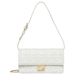 Fendi Сумка Baguette из овчины, женская, белая, через плечо 8m0498-aajd-f0qvl