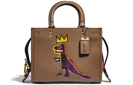 Coach Сумка из кожи Basquiat Collaboration, на одно плечо, среднего размера, женская, коричневого цвета 6889-b4ptv