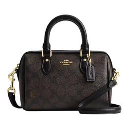 Coach Сумка через плечо из ткани Rowan Coated Canvas, сумка через плечо, женская сумка Trumpets, коричневая cw329-imxaq