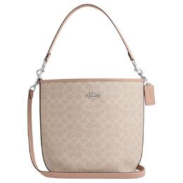 Coach Сумка через плечо City Coated из парусины с кожаными вставками, большого размера, женская, песочно-серого цвета с умброй ct802-svpwh