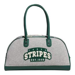 Adidas Сумка Boston Bag из смеси хлопка и переработанного полиэстера, стандартная, унисекс, средние, серо-меланжевая и зеленая jf6254 | medium heather gray & green