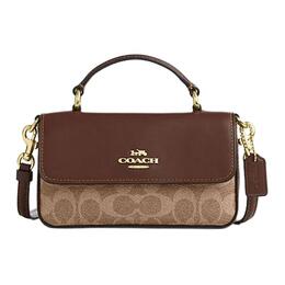 Coach Сумка Josie из искусственной кожи с коровьей кожей, мини-сумка через плечо для женщин, коричнево-желтая и коричневая cw412-imxhe