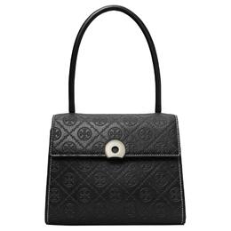 Tory Burch Сумка-мессенджер из кожи с монограммой T, женская, черная 164307-001