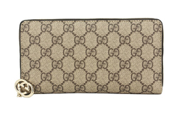 Gucci Клатч-кошелек GG из холста с кожаным кошельком, унисекс, цвет эбеновое дерево/черный 307982-kgddg-9768