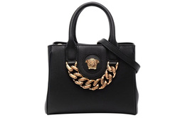 Versace Сумка-шоппер из телячьей кожи, женская сумка-шоппер, сумка через плечо, черная 1004460-dvit2t-1b00v