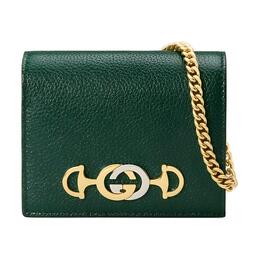 Gucci Женский кожаный кошелек Zumi, сумка, держатель карт, темно-зеленый 570660-1b90x-3154