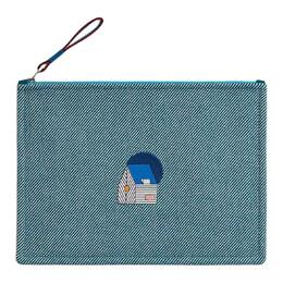 Hermes Сумка-клатч Les Cabanes Wool Storage Bags Clutches Regular Kids, синие h103657m02 | blue
