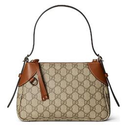Gucci Сумка через плечо Trumpets из холщовой ткани с покрытием, женская, коричневого цвета 815218-faeaa-9762