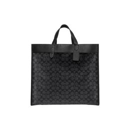 Coach Сумка-тоут из парусины с кожей, сумка-шоппер, сумка через плечо, женская сумка большого размера, черная c7674-jichr