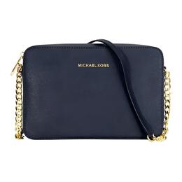 Michael Kors Коллекция сумок Jet Set Travel Сумка через плечо из коровьей кожи среднего размера для женщин, темно-синяя 32s4gtvc3l-414