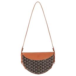 Goyard Сумка-ласточка Hirondelle из парусины и телячьей кожи, коричнево-черная hirondpmlty-01cl03p