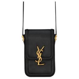 Saint Laurent Сумка-кошелек для мобильного телефона из гладкой кожи SOLFERINO, сумка через плечо, мини-сумка для мужчин, черная 753963-bwr0w-1000
