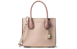 Michael Kors Сумка-дорожная сумка Mercer из коровьей кожи, сумка через плечо, сумка-трубы, женская, кремово-розовая 30t8tm9m2l187