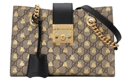 Gucci Сумка-тоут из холста с замком на замке из кожи, сумка на плечо, сумка через плечо, женская, небольшого размера, цвет эбеновое дерево/черный 498156-9f26g-8319
