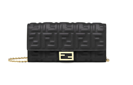 Fendi Сумка-багет из кожи наппа Baguette, сумка через плечо, обычная женская, черная 8m0365-aajd-f0kur