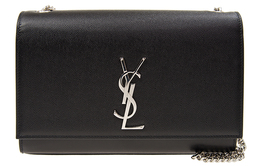 Saint Laurent Сумка Kate Medium Chain Bag In Grain De Poudre Silver tone Black 364021bow0n1000
