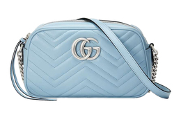 Gucci Сумка для фотоаппарата Marmont из кожи, портативная сумка через плечо, женская, светло-голубая 447632-dtd1y-4928