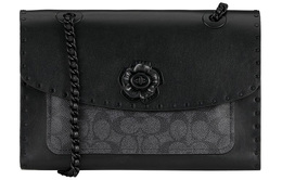 Coach Сумка Parker Canvas с кожаной цепочкой, сумка через плечо, среднего размера, женская, черно-угольно-серая 967-mwqv8