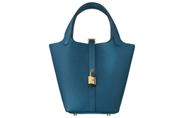 Hermes Сумка-корзина Clemence Bullock из кожи, женская, размер 18, цвет: темно-синий h056289ccs4