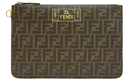 Fendi Сумка-клатч из кожи с покрытием, унисекс, коричневого и желтого цветов 7n0078-a7sb-17hw