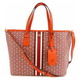 Tory Burch Сумка-тоут Gemini Link из холщовой ткани с покрытием, сумка для покупок, дамская сумочка, сумка через плечо, женская, ярко-красная, многоцветная 53304-938