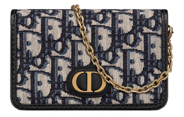 Christian Dior Сумка-клатч через плечо 30 Montaigne из ткани с цепочкой, мини, женская, синяя/черная s2105utzq-m928