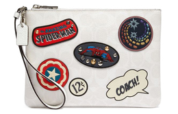 Coach Клатч из кожи и холста MARVEL Collaboration Gallery, женский, средний, белый 3576-svcah