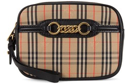 Burberry Поясная сумка 1983 Check Link с кожаной отделкой, черная 80073501