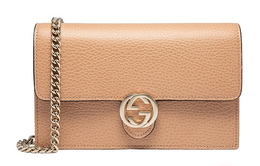 Gucci Сумка-мессенджер WOC Leather с двумя G-образными цепочками, бежевая 510314-cao0g-2754