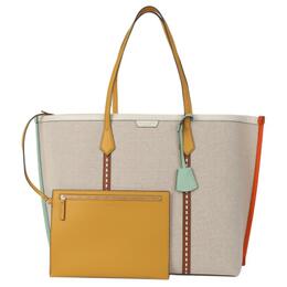 Tory Burch Сумка-шоппер Perry Canvas Bag, женская, бежевого цвета, большого размера 80360-254