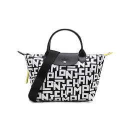 Longchamp Сумка-мешок из ткани, через одно плечо, маленькая женская, черно-белая 1512412067 | black white