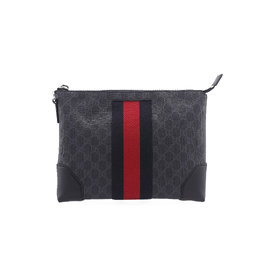 Gucci Мужская сумка Ophidia Canvas с кожаным клатчем, черно-серого цвета 523603-9f2yn-1095