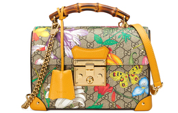 Gucci Сумка через плечо из холста с кожаными вставками, женская, бежевого и черного цветов, небольшого размера 603221-hv8gc-9782