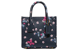 Coach Сумка Cashin Leather, квадратная, сумка-шоппер, сумка-тоут, сумка через плечо, мини-сумка для женщин, черная 747-b4l38