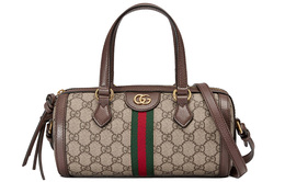 Gucci Сумка-бостон из холста с кожей, сумка через плечо, маленькая женская коричневая 602577-96iwb-8745